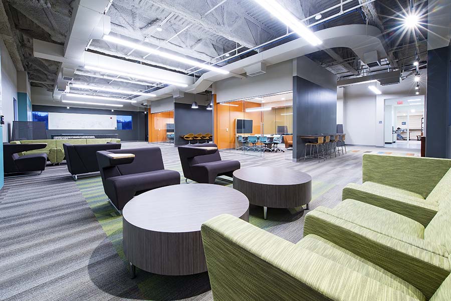 Photo of Tartan Collaborative Commons showing seating area and conference rooms